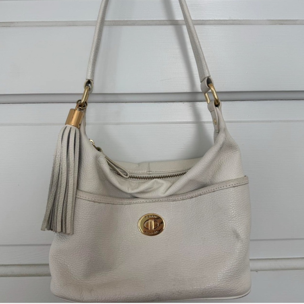 Vintage Tommy Hilfiger Cream Leather Shoulder Bag
